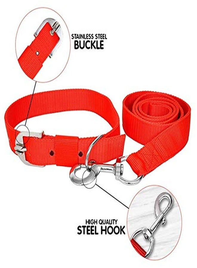 Pups&Pets Red Color Nylon Leash with Collar Set Adjustable for Dogs 1 Inch (Large) - Image 3